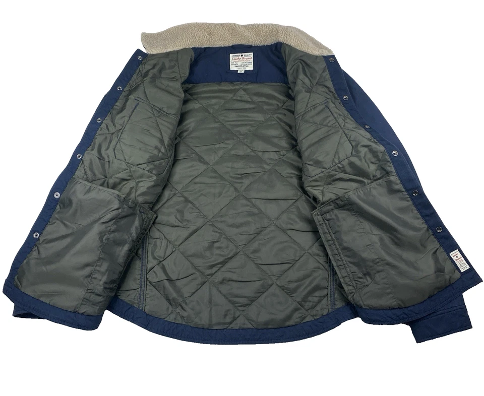 Chaqueta Lucky Brand XXL Para Hombres Tareas Abrigo de Granero Sherpa Forrado Cuello Azul Marino Utilidad Foto 3 de 4