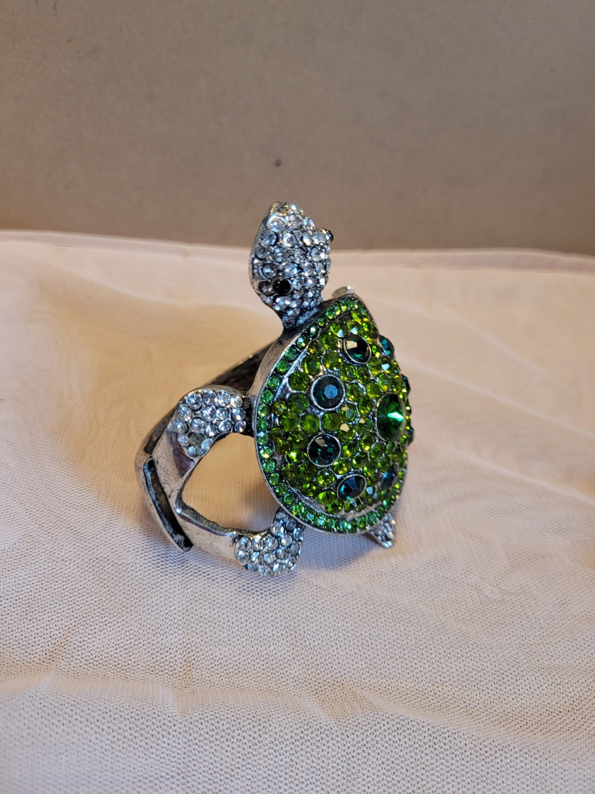 Rhinestone Statement  Sea Turtle Bracelet Clamper… - image 2