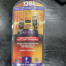 NEW Belkin 1394, 6-foot (1.8m) 6-pin to 6-pin Firewire Cable