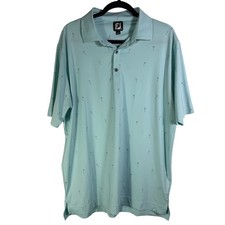 FootJoy Mens Mint Green Golf Flag Print Performance Polo Shirt Large Oxbow Logo