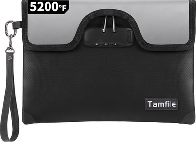 5200°F Fireproof Money Bag with Lock, Water Fireproof Document Bag with Zipper,