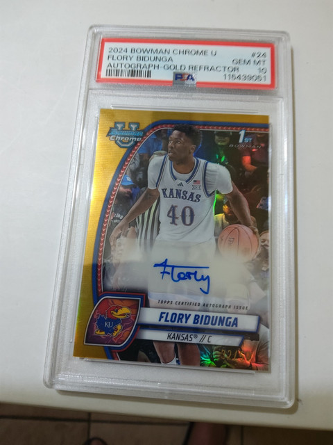2024 Bowman Chrome U Flory Bidunga Autograph Gold Refractor 32/50. PSA 10 $$$