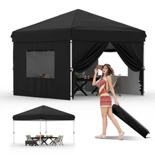10x10FT Pop Up Canopy Tent with 4 Removable Sidewalls, Outdoor Heavy Canopy