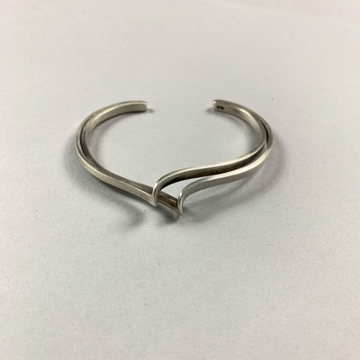 Vintage 925 Sterling Silber Welle Modernist Split Band Manschette Armreif
