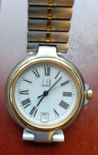 Dunhill Quartz Watch Silver Gold Bi Color White Dial 31mm Case Women Men