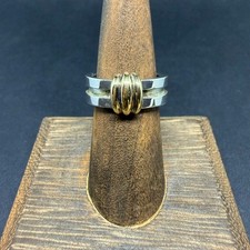 Anillo Tiffany & Co Vintage Plata Esterlina Oro 18K Atlas Groove Anillo - Talla 8