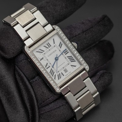 Cartier Watch Tank Solo XL Diamond Bezel Roman Dial 3515 BOX