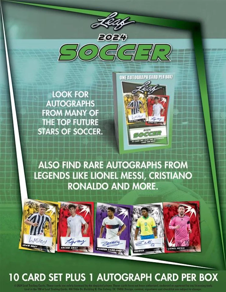 2024 Leaf Soccer Blaster Box 1 AUTO Per Box! Factory Sealed FREE SHIPPING - Image 3 of 3