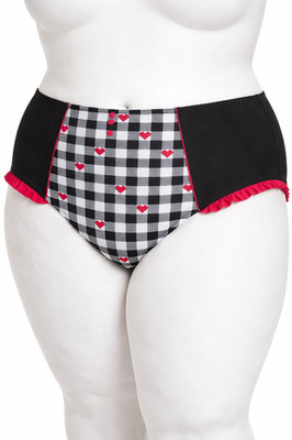 Damen Frauen Bikini Slip Unterteil Übergröße UK 28 Gingham Full Cover