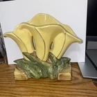 Vintage McCoy Pottery Triple Calla Lily Design Floral Planter Vase