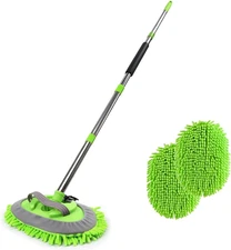 3Pcs 62'' Microfiber Car Wash Brush Mop Kit Sponge with Long Handle, Chenille Ca