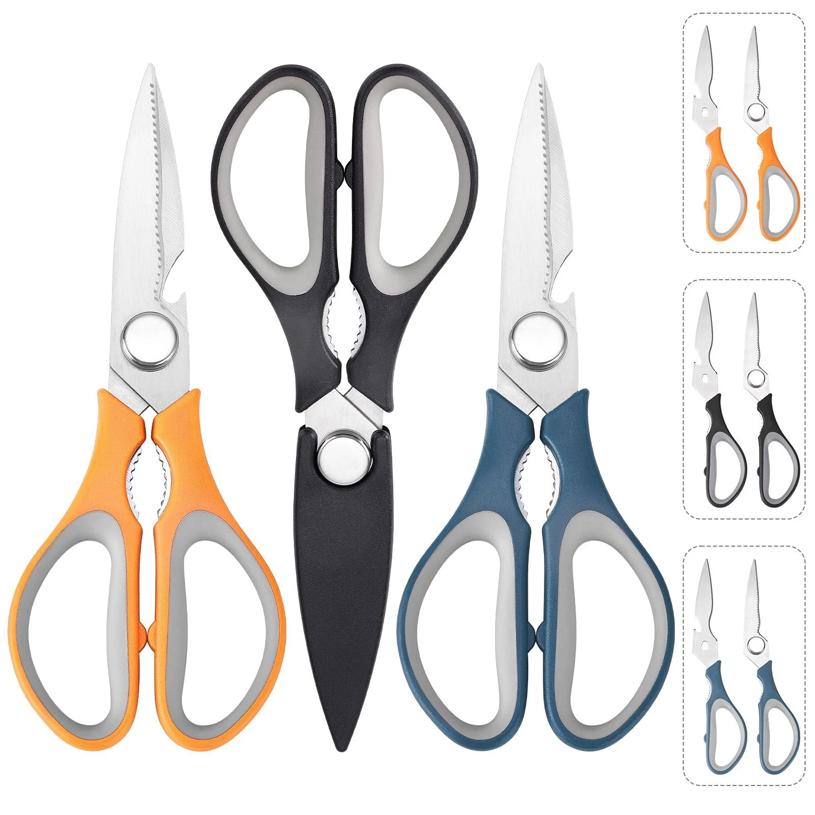 3-Pack Kitchen Shears Heavy Duty All Purpose Stainless Steel Scissors Dishwas...