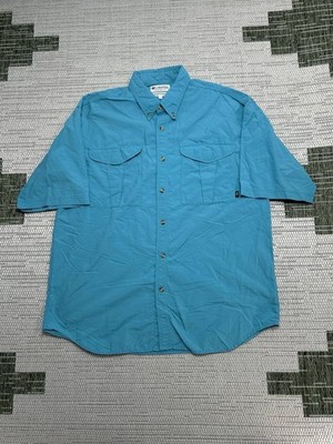 Columbia Shirt Mens Large Blue Locker Loop Back Box Utility Beach Button Down