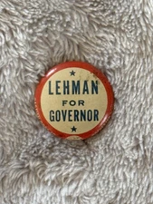 Vintage 1932 3/4” Herbert Lehman For Governor Of New York Pin Back Button