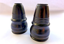 Finely made antique treen pair of lathe turned ebony salt and pepper pots