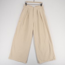 SNDYS Pants Womens 8 Beige Wide Leg High Rise Pleated Rayon Blend Trousers