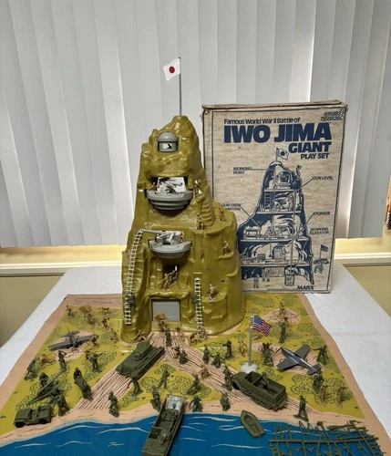 Vintage Marx Iwo Jima Giant Mountain Fortress Playset w Original Box