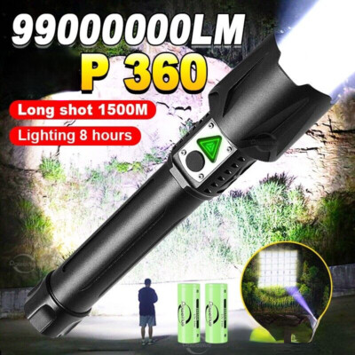 Super Bright Powerful Flashlight Rechargeable Torch Light Flashlight+2*Battery