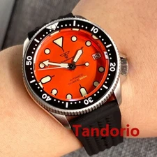 37mm 20ATM Tandorio NH35A Sapphire Glass Auto Men Watch 120 Clicks Orange Dial