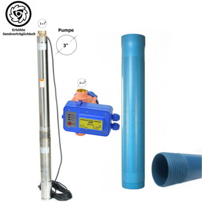 4'' Brunnenrohre SW 0,5 - 3'' Tiefbrunnenpumpe 6000L/h - Pumpensteuerung PC-20P