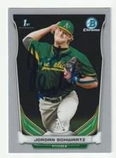 Jordan Schwartz Signed 2014 Bowman Draft Chrome Card Auto Oakland Athletics COA