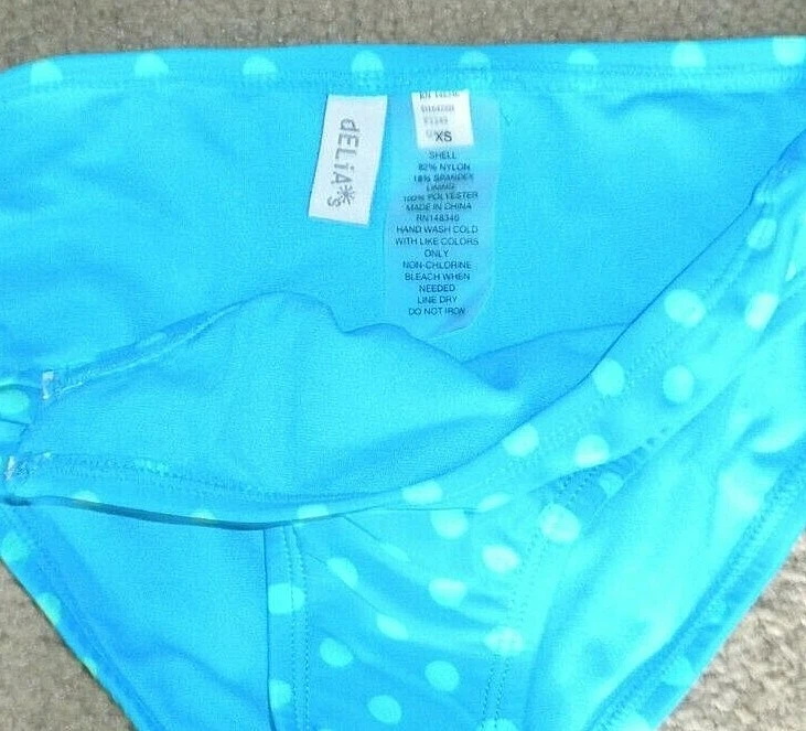 Fato de banho feminino XS Delia's biquíni parte inferior azul-petróleo bolinhas Delias - Imagem 2 de 3
