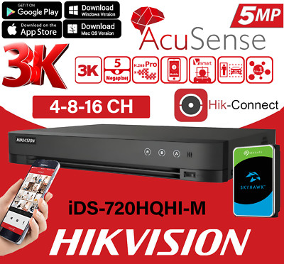 Hikvision DVR Turbo 5 MP HD iDS-720HQHI 4-8-16 Kanal CCTV Sicherheitssystem HDTVI