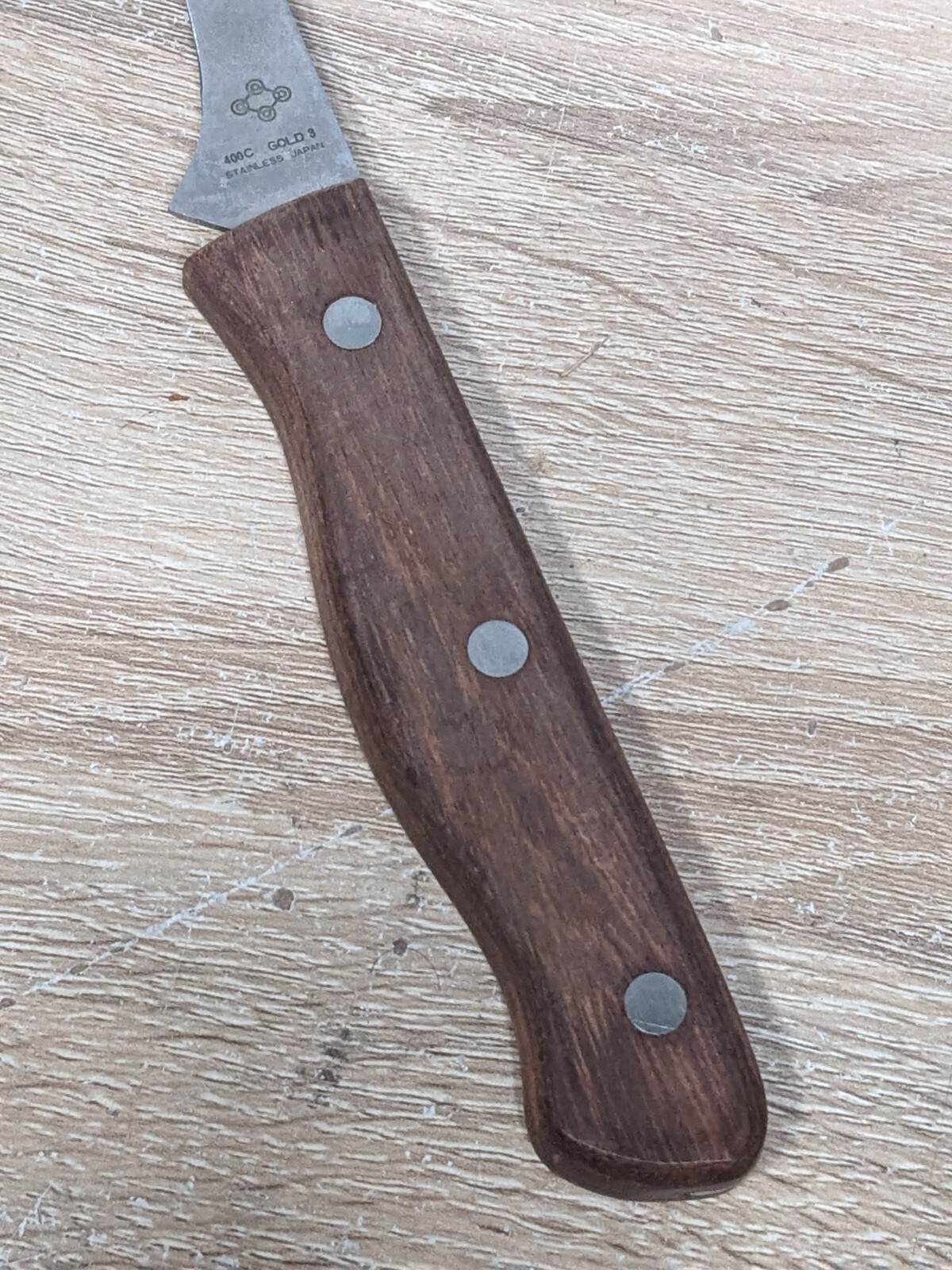 400C Gold 3 Offset Knife Stainless Japan Sushi Paring Wood Handle 5