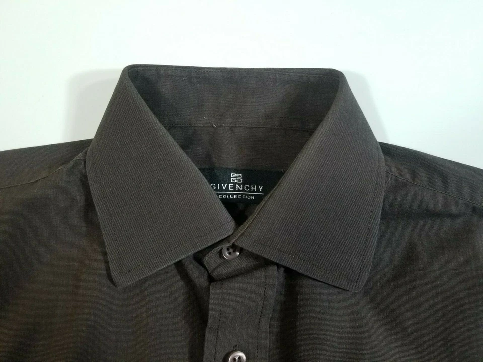 Givency коллекции мужчин длинным рукавом коричневое платье повседневная рубашка размер 15,5 - Изображение 2 из 4