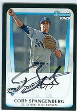 Cory Spangenberg autographed baseball card 2012 Topps Bowman #BDPP80 Rookie Card