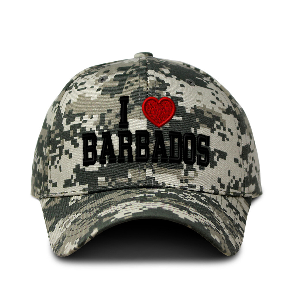 Camo Baseball Cap Cotton Hunting Dad Hat I Love Barbados for Men & Women