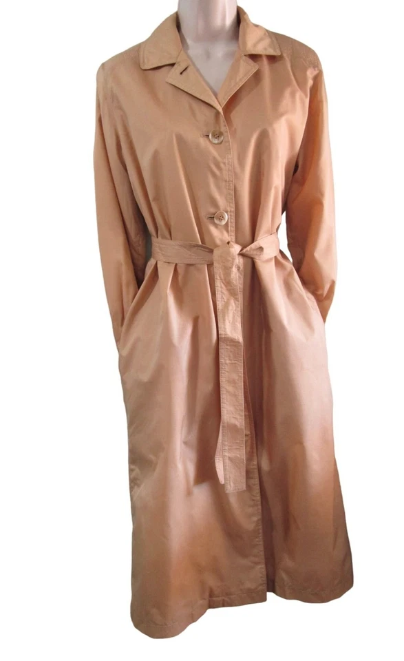 Gabardina Misty Harbor Qiana nailon dorado champán vintage para dama talla 4 Usado en excelente estado Foto 2 de 4