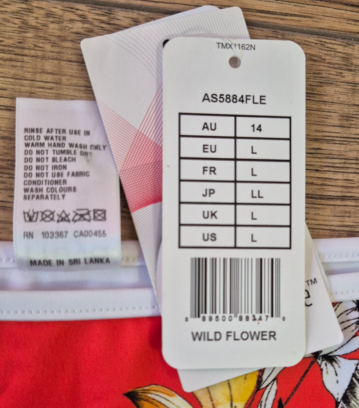 Freya 'Wild Flower' Bikini Bottoms Red/Multi Size L NWT image 5