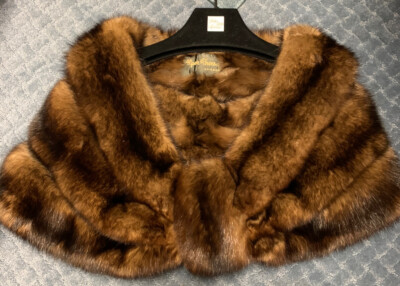 BARGUZIN Russian Royal Crown Sable Fur Wrap Stole Cape Bolero 