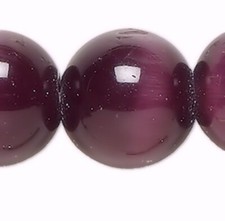 1 Std 50 Purple Cat's Eye Fiber Optic Glass 8mm Round Grade A Beads