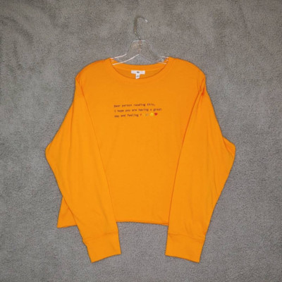 BP Womens Casual Shirt Orange Dear Feeling Proud Long Sleeve Scoop Neck XS New