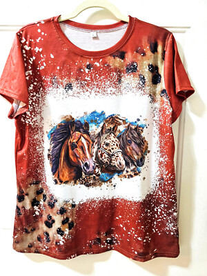 Three Horses on All-Over Animal Print Unisex T-Shirt
