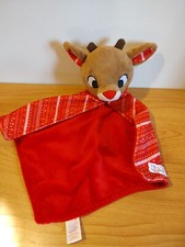 Rudolph the Raindeer Baby First Christmas Lovey Blanket - Red White Soft