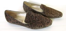 Jimmy Choo Brown Leopard Suede Slip On Flat Loafers Shoes Womens Size 38 US 8
