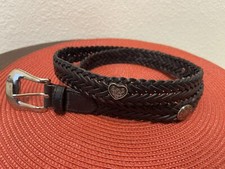 Vintage Cherokee Womens Belt Size L Circle/Heart Concho Braided Leather Black