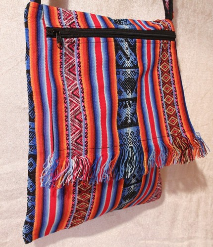 Umhängetasche 37x32cm Inka Tasche bunt Schultertasche Muster Peru Stoff Ethno - Bild 2 von 10