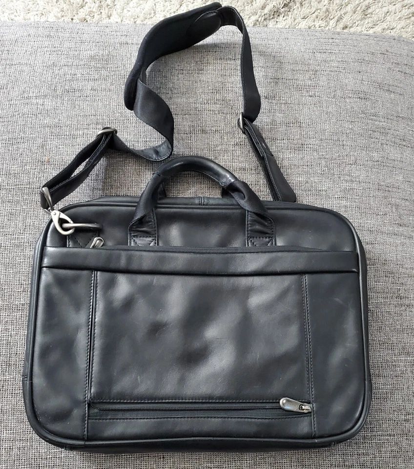 Maletín Briggs and Riley Slim de cuero negro LB 106-4 Foto 3 de 4