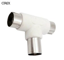 TV Antenna Splitter Double Adapter 1 Male to 2 Females Wall Plug PAL Connector
