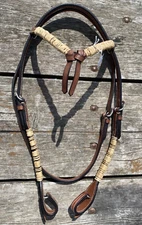 Riata brown leather Western futurity brow quick-change headstall w/rawhide (#5)