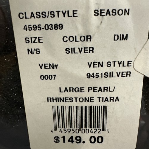 David’s Bridal Tiara Pearls Rhinestones Silver 4595-0389 Classic Bride Quince - Picture 16 of 18