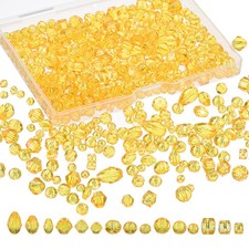 600 x Glass Beads Assorted Crystal Beads with Container Box Gold Tone