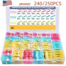 250/240pcs Wire Connectors Heat Shrink Marine Automotive Terminals Kit