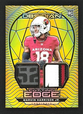 Marvin Harrison Jr. Rookie 2024 Panini Obsidian Cutting Edge Materials Gold 3/10