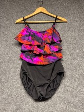 Robby Len Swim Fashion Women's One-Piece Swimsuit Sz 14 Ruffle Multicolor