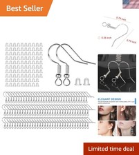 100 Pcs / 50 Pairs 925 Sterling Silver Earring Hooks Hook Ear Wires with 100 Pcs